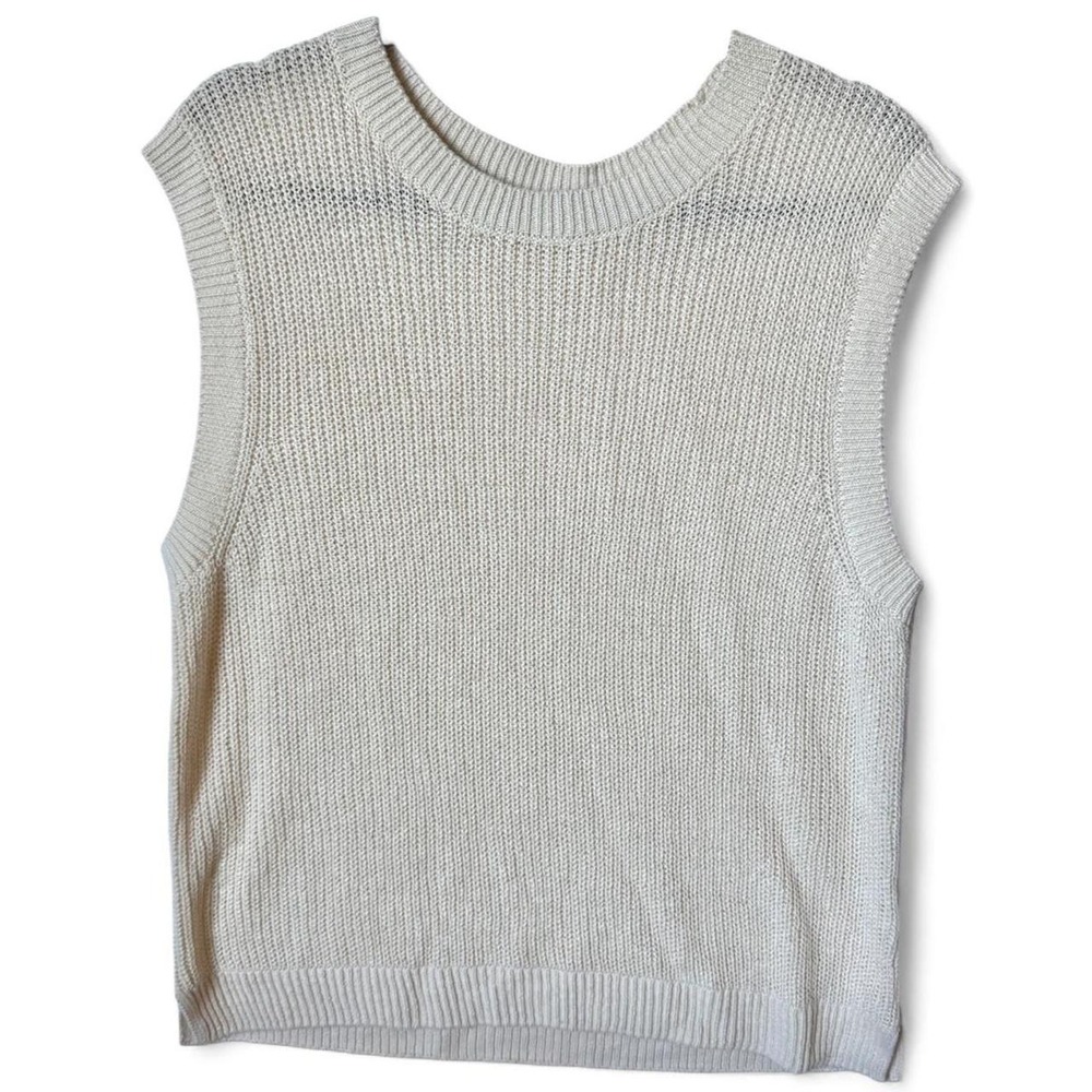 Faherty Miramar Linen Sweater Tank in Cream Large organic natural fibers boho